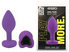 Силиконовая анальная пробка EGZO - Silicone Violet Heart Plug Black, size S
