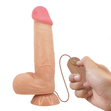 Вибратор на присоске с хребтом и эффектом скользящей кожи BAILE - Sliding Skin 8,5'' Flesh, BW-008105ZRG