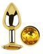 Анальна пробка з кристалом EGZO - Gold Round Plug Yellow size M