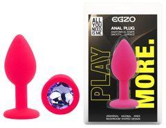 Силиконовая анальная пробка EGZO - Silicone Pink Round Plug Amethyst, size S