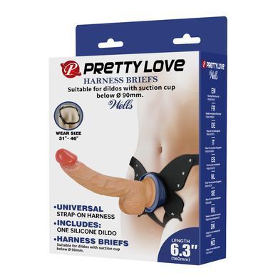 Страпон женский Pretty Love - Wells 6.3" Silicone Dildo with Harness Briefs, BW-022075