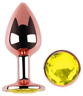 Анальна пробка з кристалом EGZO - Rose Gold Round Plug Lime size M