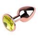 Анальна пробка з кристалом EGZO - Rose Gold Round Plug Lime size M
