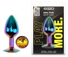 Анальная пробка с кристаллом EGZO - Multicolor Round Plug Yellow size S
