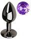 Анальна пробка з кристалом EGZO - Dark Gray Round Plug Purple, size S