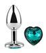 Анальна пробка з кристалом EGZO - Silver Heart Plug Marine size S
