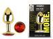 Анальна пробка з кристалом EGZO - Gold Round Plug Red size M