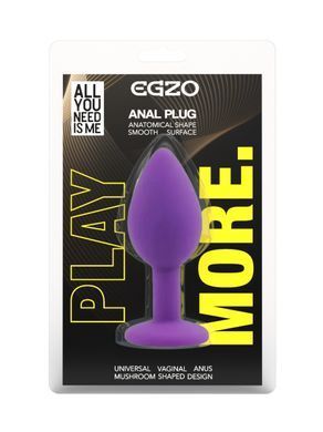 Силиконовая анальная пробка EGZO - Silicone Purple Round Plug Clear, size S