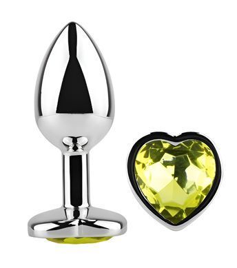 Анальна пробка з кристалом EGZO - Silver Heart Plug Lime size S