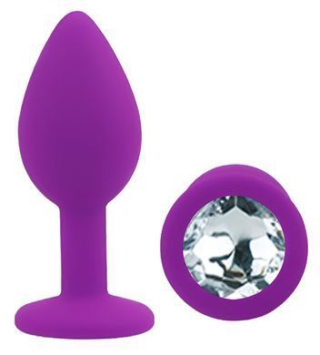 Силиконовая анальная пробка EGZO - Silicone Purple Round Plug Clear, size S