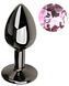 Анальна пробка з кристалом EGZO - Dark Gray Round Plug Pink, size S