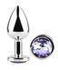 Анальна пробка з кристалом EGZO - Silver Round Plug Amethyst size S