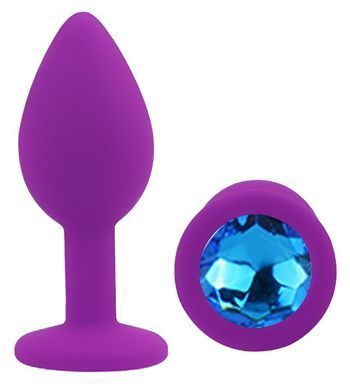 Силиконовая анальная пробка EGZO - Silicone Purple Round Plug Blue, size S