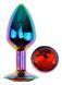 Анальная пробка с кристаллом EGZO - Multicolor Round Plug Red size S