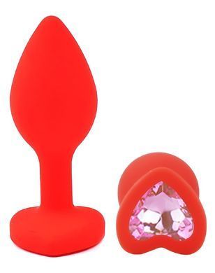 Силіконова анальна пробка EGZO - Silicone Red Heart Plug Pink, size S
