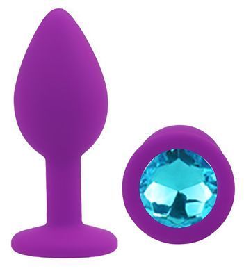 Силиконовая анальная пробка EGZO - Silicone Purple Round Plug Aqua, size S