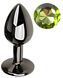 Анальная пробка с кристаллом EGZO - Dark Gray Round Plug Green, size S