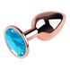 Анальна пробка з кристалом EGZO - Rose Gold Round Plug Aqua size M