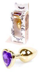 Анальний затор Boss Series - Jewellery Gold Heart PLUG Purple S, BS6400043