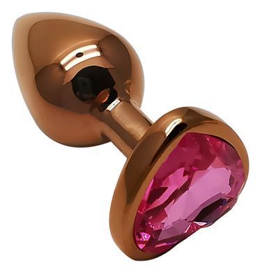 Анальна пробка з кристалом EGZO - Dark Gold Heart Plug Rose, size S