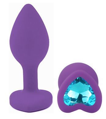 Силіконова анальна пробка EGZO - Silicone Violet Heart Plug Aqua, size S