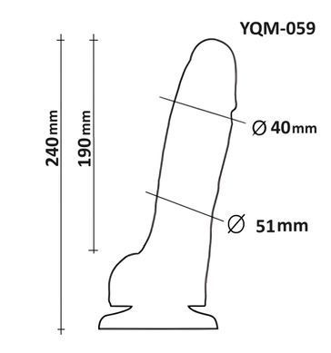 Фалоімітатор з мошонкою на присосці OYO YQM-059 (довжина 24 см, діаметр 5.1 см)