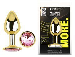 Анальна пробка з кристалом EGZO - Gold Round Plug Pink size M