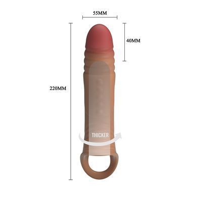 Удлиняющая насадка с вибростимуляцией ( на 4 см ) Pretty Love - 8.7" Vibrating Penis Sleeve, BI-026241Z-1