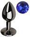 Анальная пробка с кристаллом EGZO - Dark Gray Round Plug Blue, size S