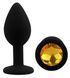 Силиконовая анальная пробка EGZO - Silicone Black Round Plug Yellow, size S