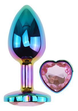 Анальна пробка з кристалом EGZO - Multicolor Heart Plug Pink size M