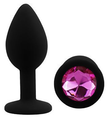 Силиконовая анальная пробка EGZO - Silicone Black Round Plug Rose, size S
