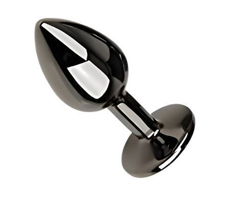 Анальная пробка с кристаллом EGZO - Dark Gray Round Plug Black, size S