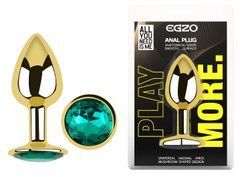 Анальна пробка з кристалом EGZO - Gold Round Plug Marine size M