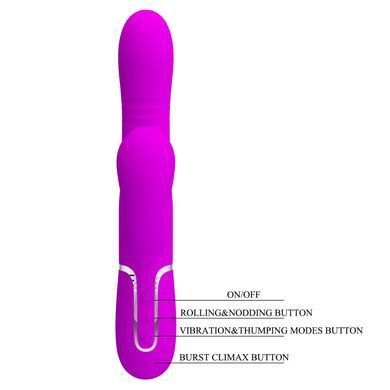 Вібромасажер із поступальним рухом серії Pretty Love - Mariana Twinkled Purple 7 vibration functions 4 rolling functions, BW-500034