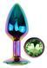 Анальная пробка с кристаллом EGZO - Multicolor Round Plug Green size S