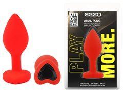 Силиконовая анальная пробка EGZO - Silicone Red Heart Plug Black, size S
