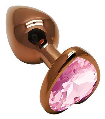 Анальная пробка с кристаллом EGZO - Dark Gold Heart Plug Pink, size S