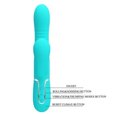 Вібромасажер із поступальним рухом серії Pretty Love - Mariana Twinkled Green 7 vibration functions 4 rolling functions, BW-500034-1