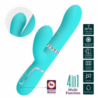 Вібромасажер із поступальним рухом серії Pretty Love - Mariana Twinkled Green 7 vibration functions 4 rolling functions, BW-500034-1