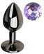Анальная пробка с кристаллом EGZO - Dark Gray Round Plug Amethyst, size S