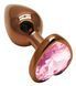 Анальная пробка с кристаллом EGZO - Dark Gold Heart Plug Pink, size S