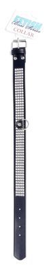 Нашийник зі штучної шкіри з кристалами Fetish Boss Series - Collar with crystals Silver, BS3300101