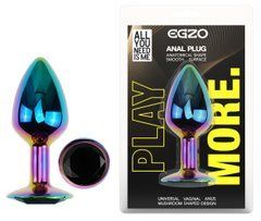 Анальная пробка с кристаллом EGZO - Multicolor Round Plug Blue size S