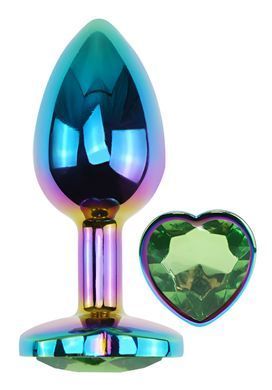 Анальна пробка з кристалом EGZO - Multicolor Heart Plug Green size M