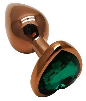 Анальная пробка с кристаллом EGZO - Dark Gold Heart Plug Marine, size S