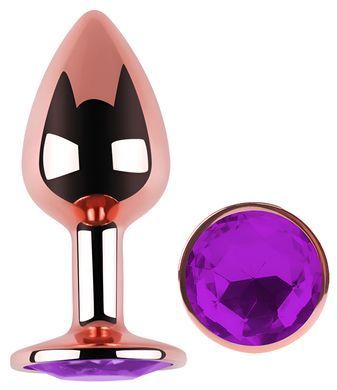 Анальная пробка с кристаллом EGZO - Rose Gold Round Plug Purple size S