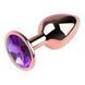 Анальная пробка с кристаллом EGZO - Rose Gold Round Plug Purple size S