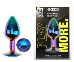 Анальная пробка с кристаллом EGZO - Multicolor Round Plug Black size S