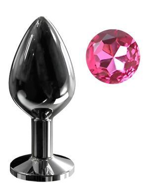 Анальная пробка с кристаллом EGZO - Dark Gray Round Plug Rose, size M